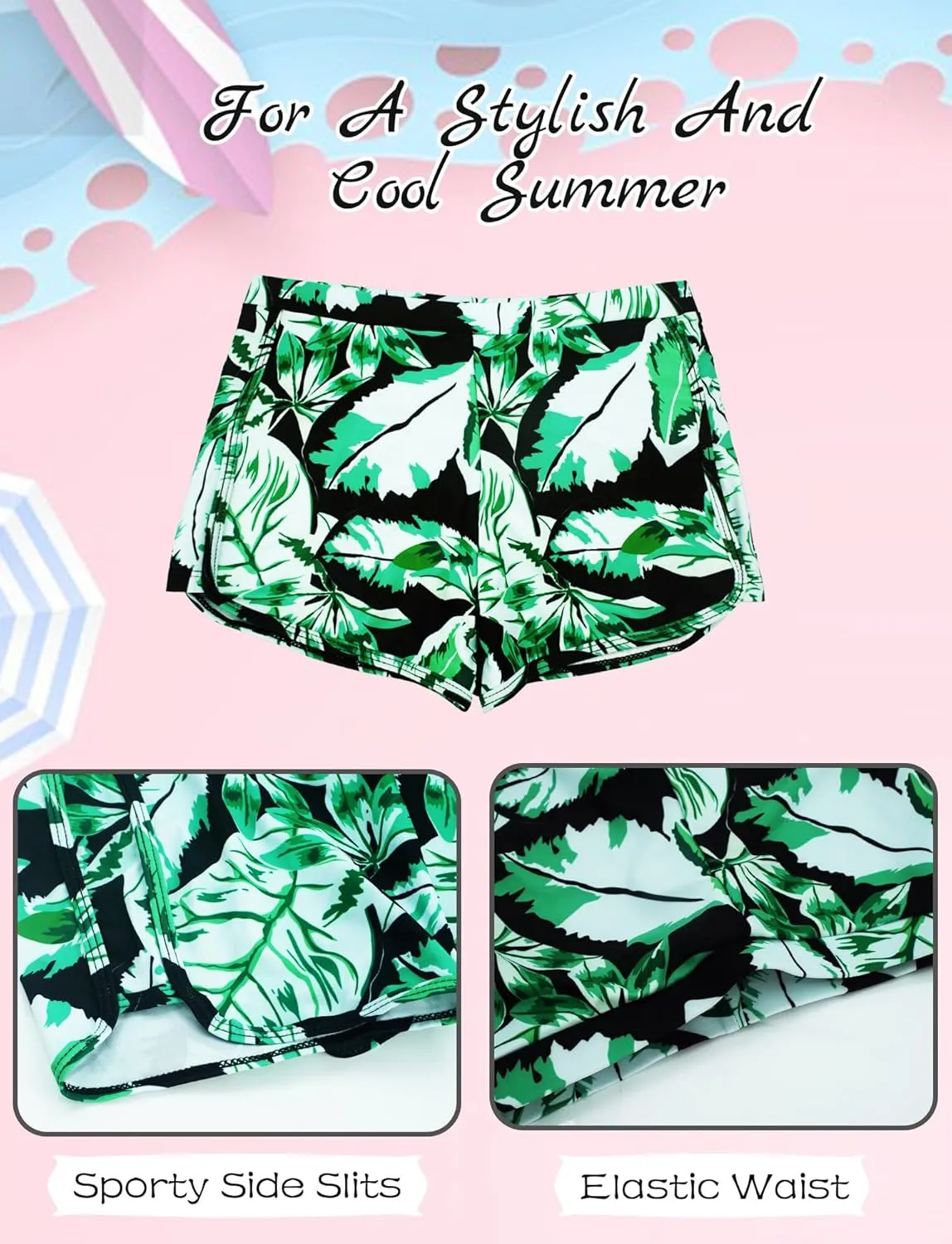 Happy Cherry Girls 3 Piece Swimsuit Set Cute Criss Cross Bikini with Tropical Print Shorts Bathing Suit 8-14 Years