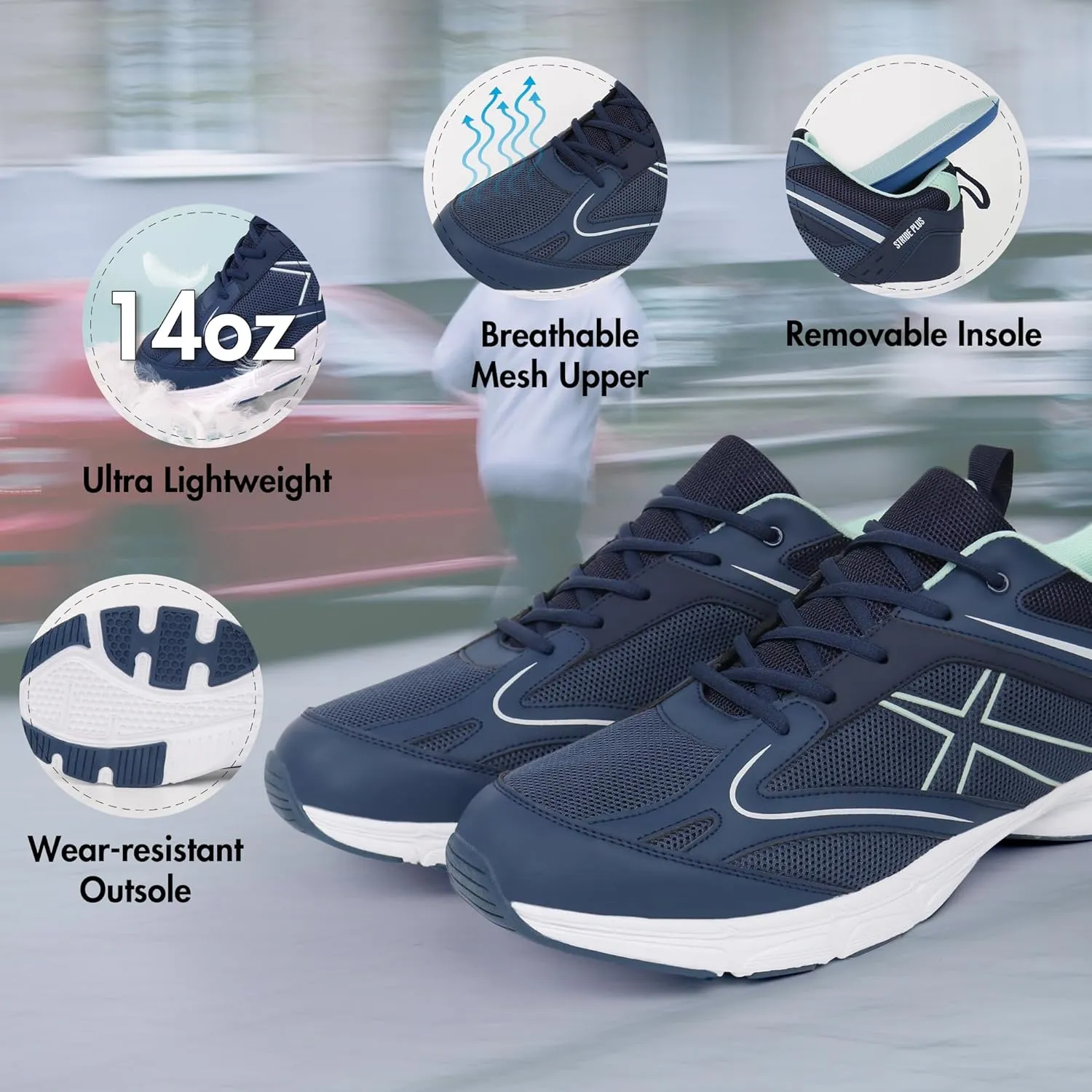 Hawkwell Men's Big Size Plus Size Casual Lightweight Walking Sneakers Sports Shoes US Size 13 14 15 16 17 18 19