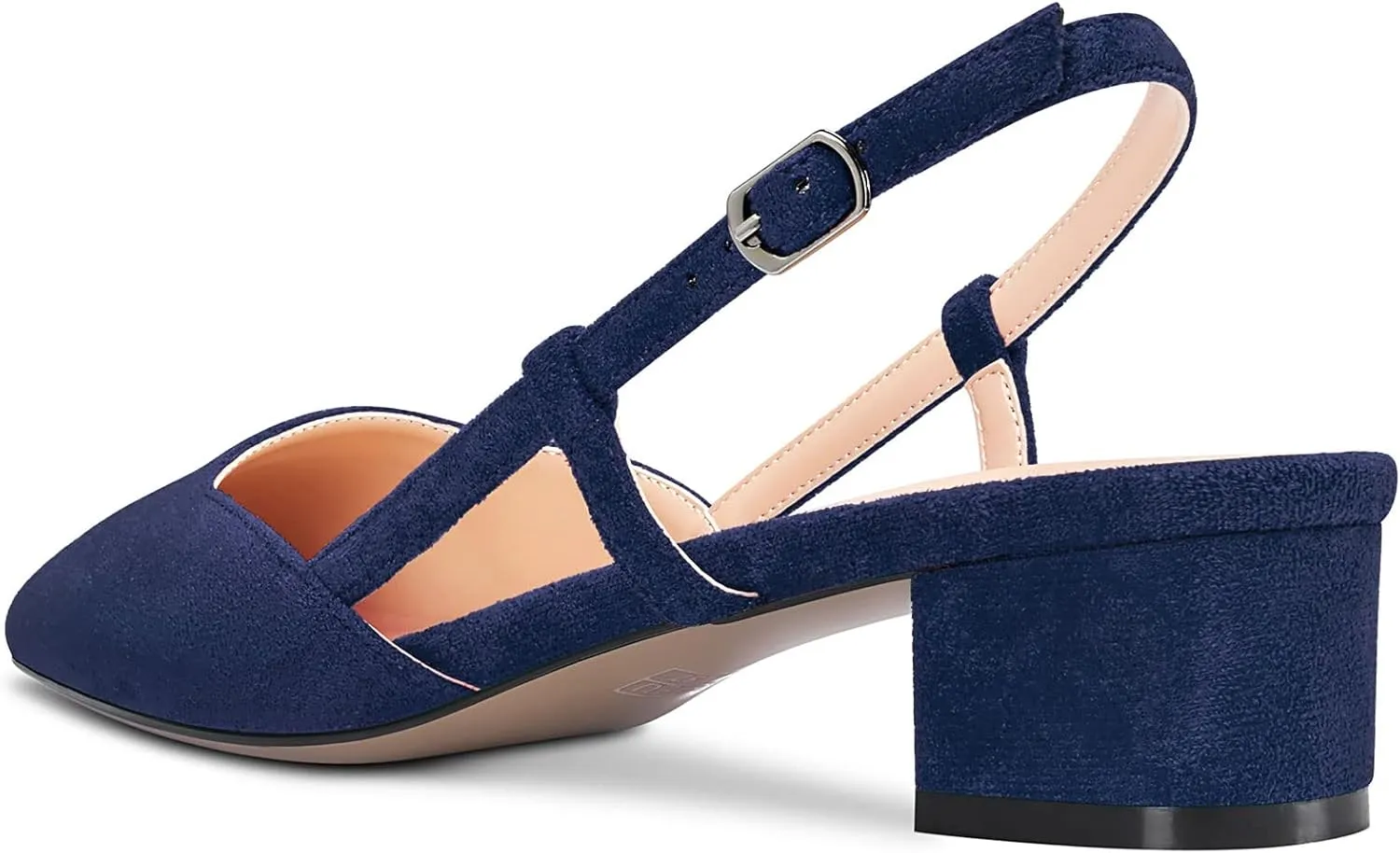 HEUIVZAR Womens Pumps Square Toe Slingback Sandals Kitten Low Chunky Block Heel Suede Dress Shoes Vacation Cute Shopping 1.5 Inch