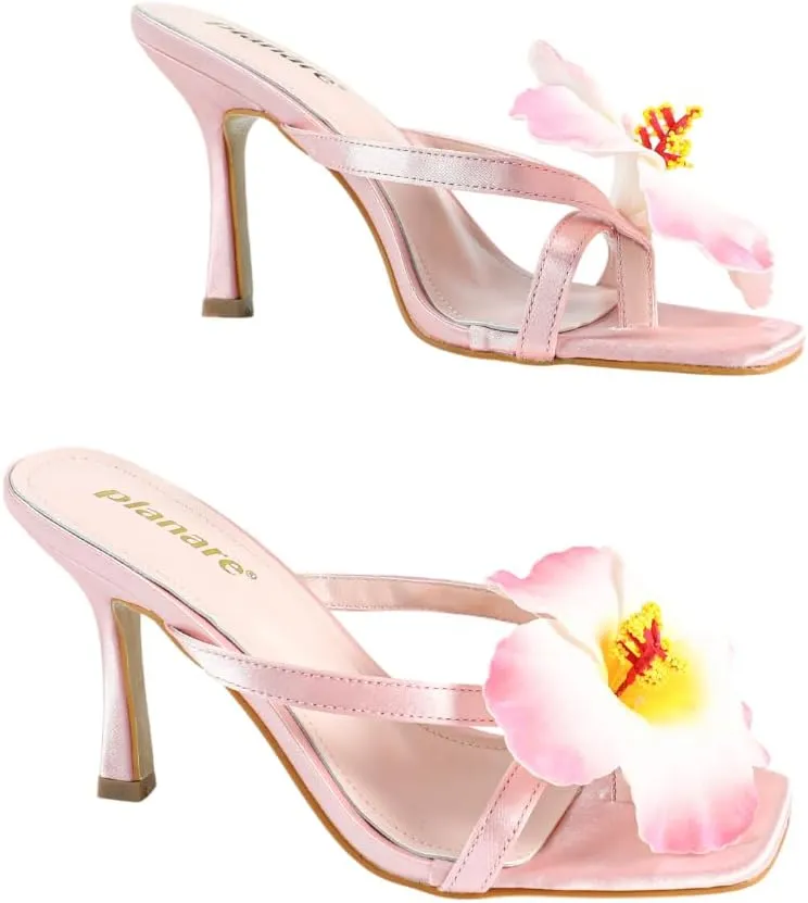 High Heel Sandals for Women – Strappy Spring Heels with Floral Toe Detail for Women, Elegant Party & Casual Shoes for Summer