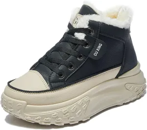 High Top Sneakers for Women Casual Winter Warm Platform Sneakers with Faux Fur Fleece Lining