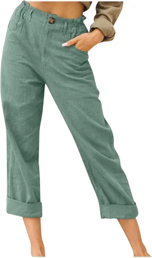 High Waisted Wide Leg Pants for Women Dressy Casual Loose Fit Summer Cropped Pant Trousers Resort Wear 2024