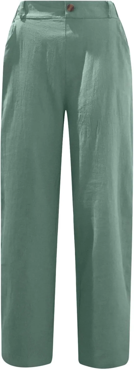 High Waisted Wide Leg Pants for Women Dressy Casual Loose Fit Summer Cropped Pant Trousers Resort Wear 2024