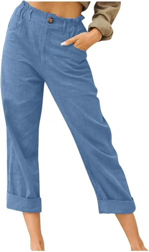High Waisted Wide Leg Pants for Women Dressy Casual Loose Fit Summer Cropped Pant Trousers Resort Wear 2024