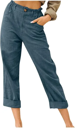 High Waisted Wide Leg Pants for Women Dressy Casual Loose Fit Summer Cropped Pant Trousers Resort Wear 2024