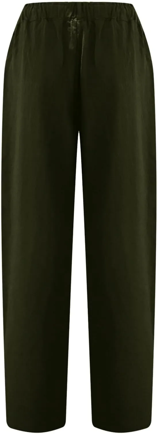 High Waisted Wide Leg Pants for Women Dressy Casual Loose Fit Summer Cropped Pant Trousers Resort Wear 2024