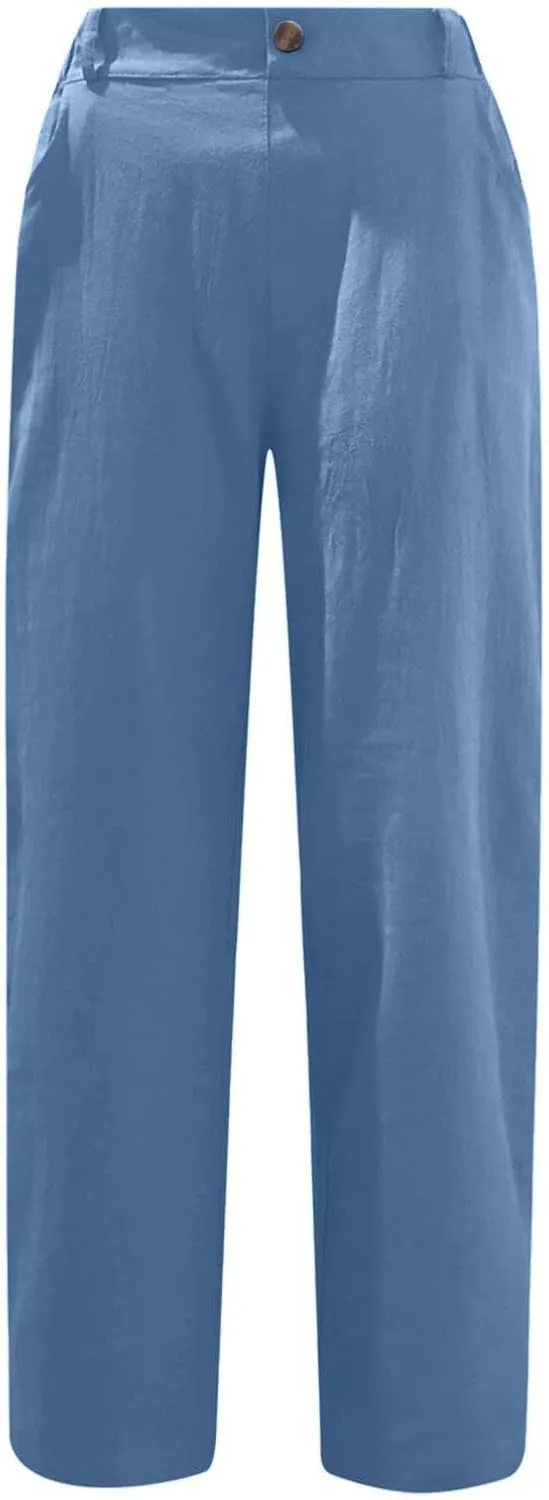 High Waisted Wide Leg Pants for Women Dressy Casual Loose Fit Summer Cropped Pant Trousers Resort Wear 2024