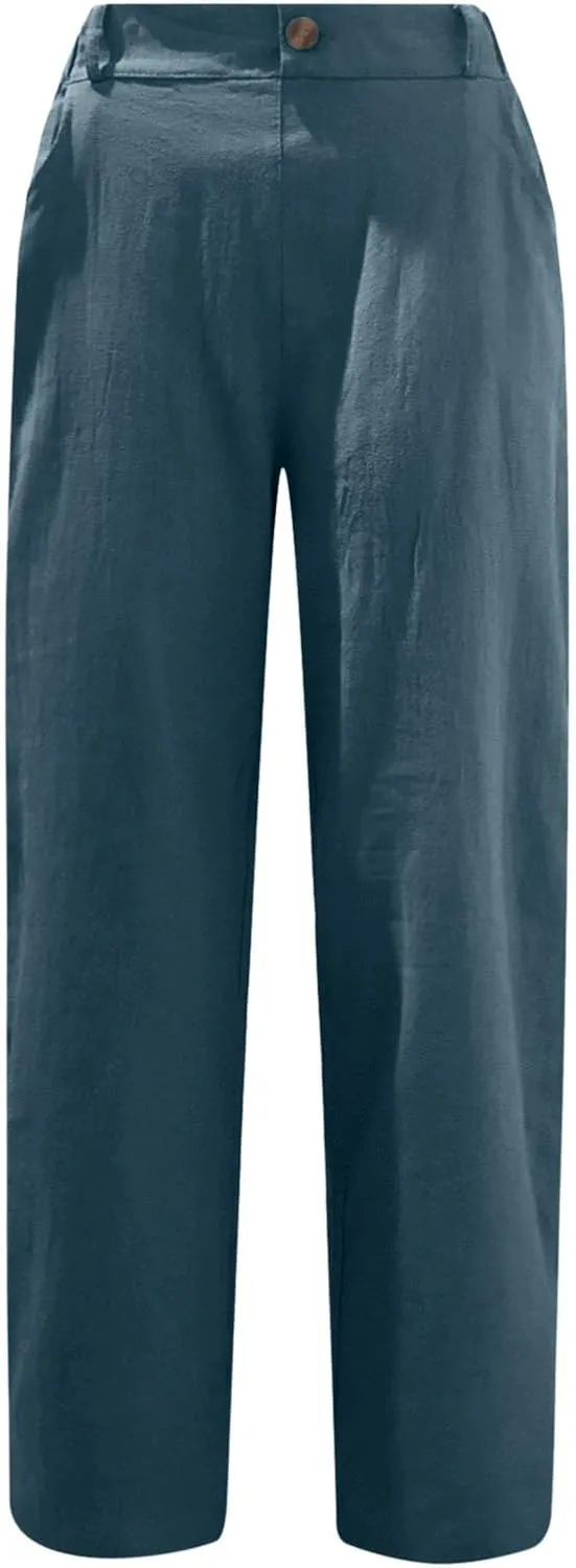 High Waisted Wide Leg Pants for Women Dressy Casual Loose Fit Summer Cropped Pant Trousers Resort Wear 2024