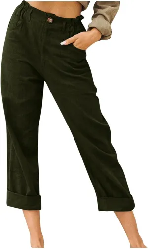 High Waisted Wide Leg Pants for Women Dressy Casual Loose Fit Summer Cropped Pant Trousers Resort Wear 2024