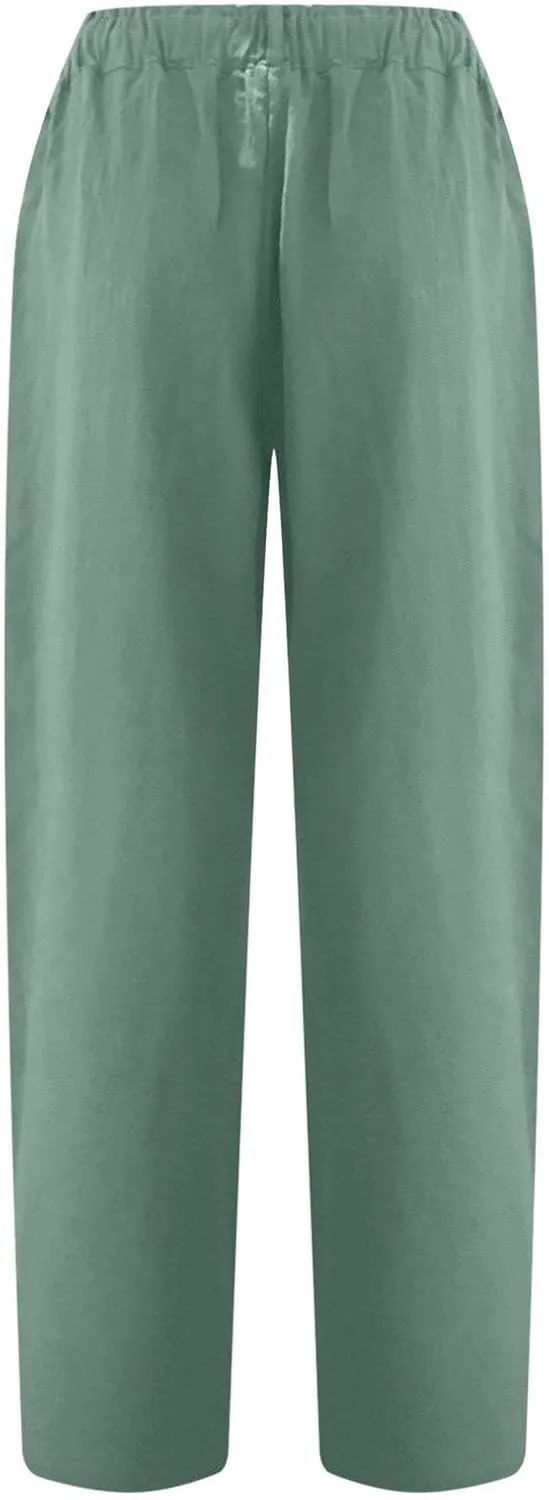 High Waisted Wide Leg Pants for Women Dressy Casual Loose Fit Summer Cropped Pant Trousers Resort Wear 2024