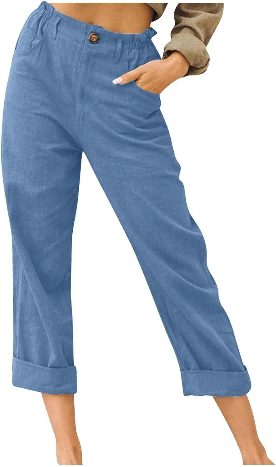 High Waisted Wide Leg Pants for Women Dressy Casual Loose Fit Summer Cropped Pant Trousers Resort Wear 2024