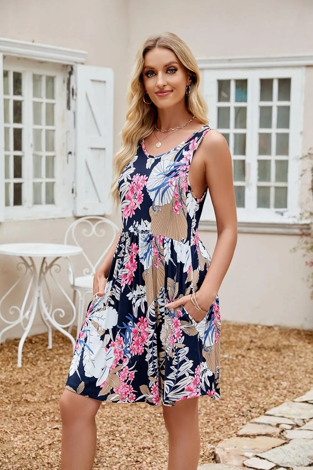 HiMONE Vacation Dresses for Women 2025 Summer Dress Women's Casual Sundresses Casual Beach Petite Sun Dress XS-2XL
