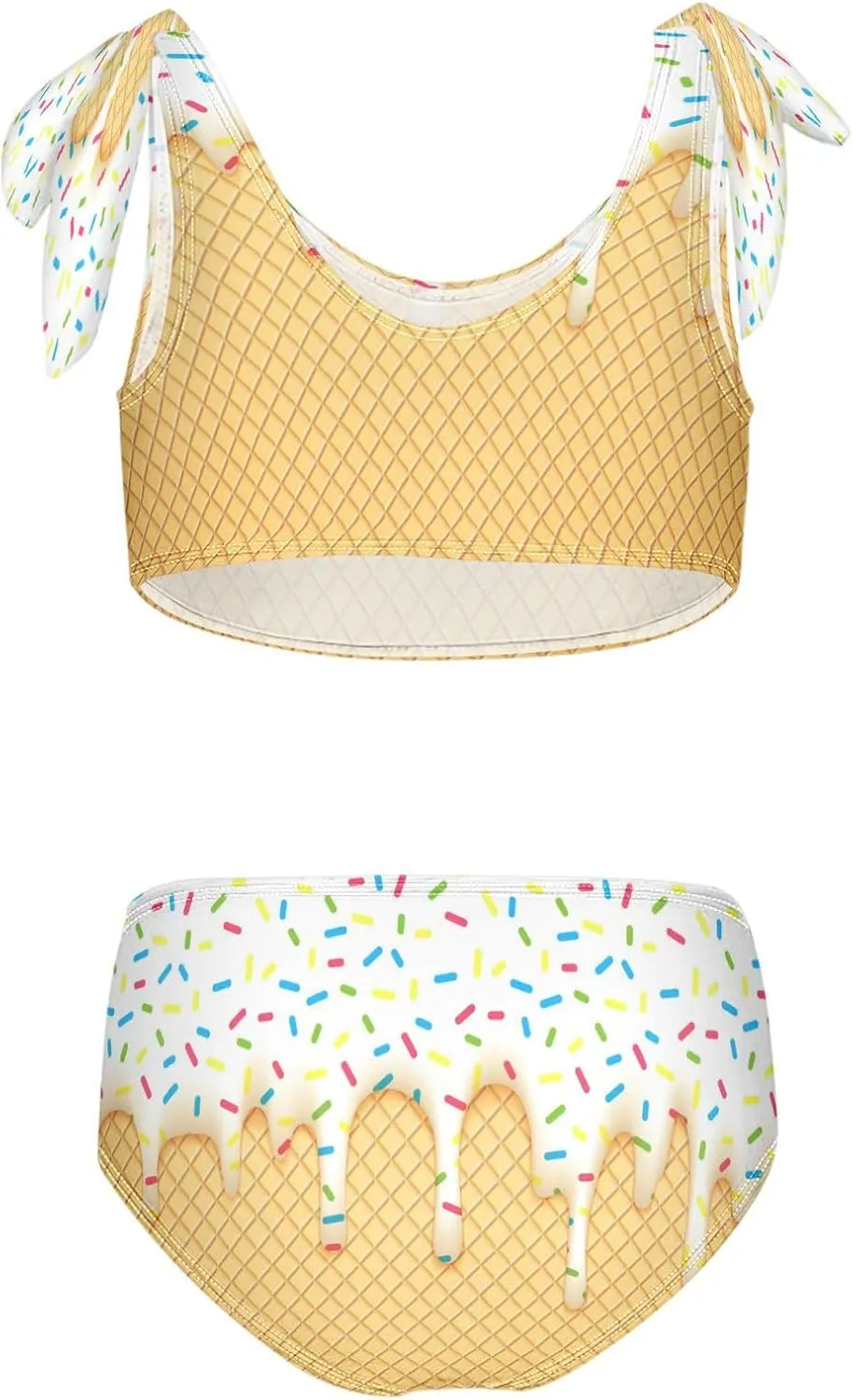 Ice Cream Cone Food Sweet Girls Swimsuits Kids Bikini Sets 2 Pcs Bathing Suit for 3T