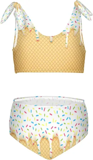Ice Cream Cone Food Sweet Girls Swimsuits Kids Bikini Sets 2 Pcs Bathing Suit for 3T