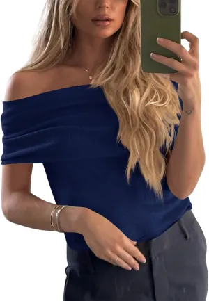 Imily Bela Women's Off The Shoulder Sweaters Casual Knit Sleeveless Summer Y2K Going Out Tops Blouses
