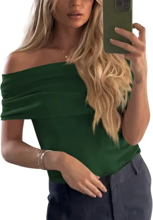 Imily Bela Women's Off The Shoulder Sweaters Casual Knit Sleeveless Summer Y2K Going Out Tops Blouses