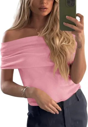 Imily Bela Women's Off The Shoulder Sweaters Casual Knit Sleeveless Summer Y2K Going Out Tops Blouses
