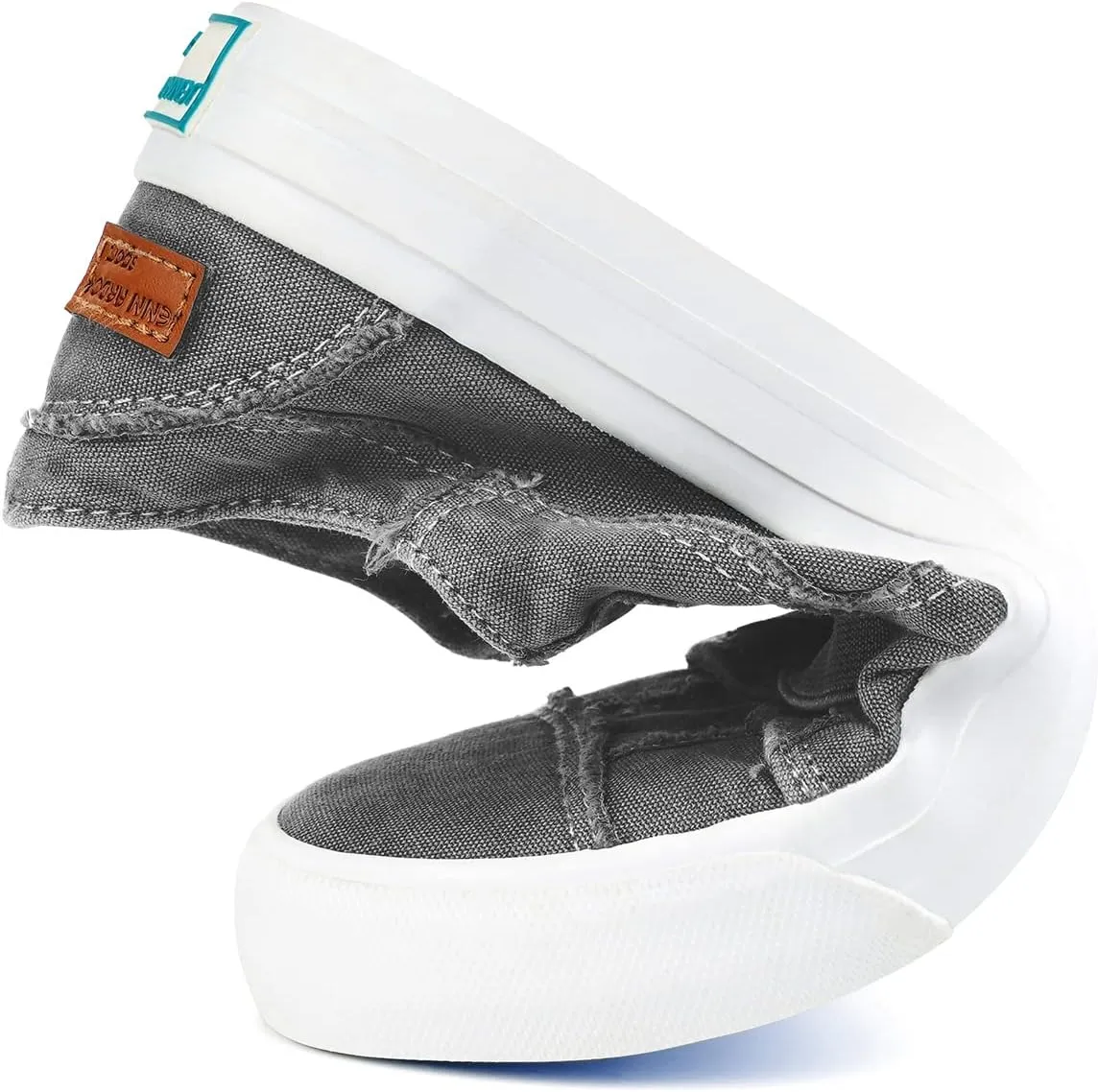 JENN ARDOR Women's Stylish Slip On Sneakers No Laces Elastic Low Top Canvas Sneakers Trendy Flats Comfortable Casual Walking Shoes
