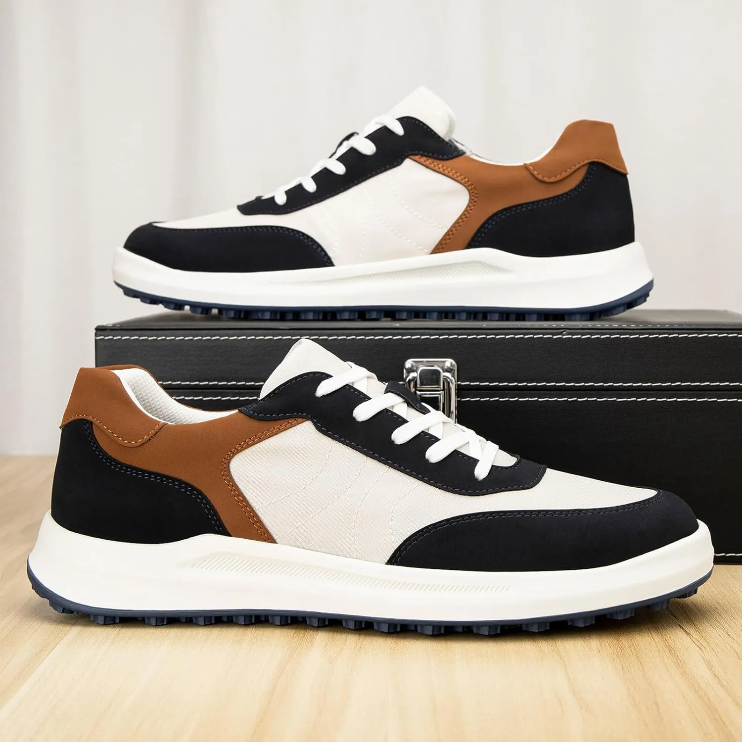 JITAI Men's Fashion Sneakers Shoes Lightweight Fashion Shoes with Wingtip Brogue & Lace-up Design Casual Business Shoes