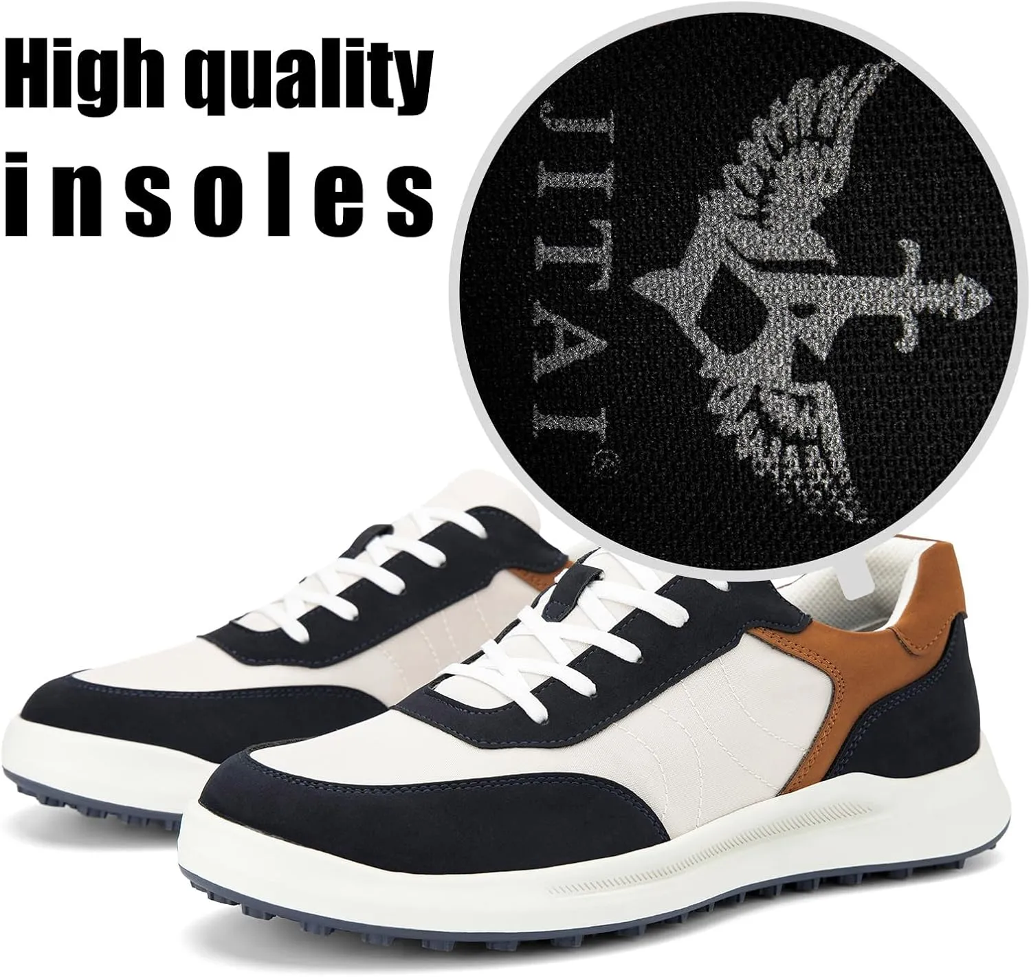 JITAI Men's Fashion Sneakers Shoes Lightweight Fashion Shoes with Wingtip Brogue & Lace-up Design Casual Business Shoes