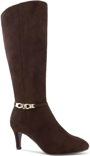 Karen Scott Womens Hanna Faux Leather Knee-High Boots Brown 7.5 Medium (B,M), Chocolate