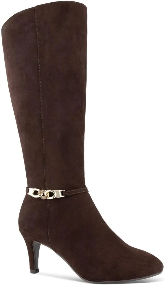 Karen Scott Womens Hanna Faux Leather Knee-High Boots Brown 7.5 Medium (B,M), Chocolate