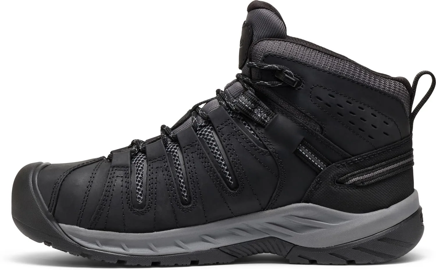 KEEN Utility Men's Flint 2 VersaTREAD Non Slip Mid Height Steel Toe Waterproof Work Boots, Black/Dark Shadow, 12 Wide