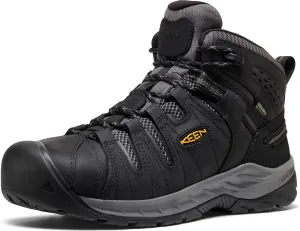 KEEN Utility Men's Flint 2 VersaTREAD Non Slip Mid Height Steel Toe Waterproof Work Boots, Black/Dark Shadow, 12 Wide