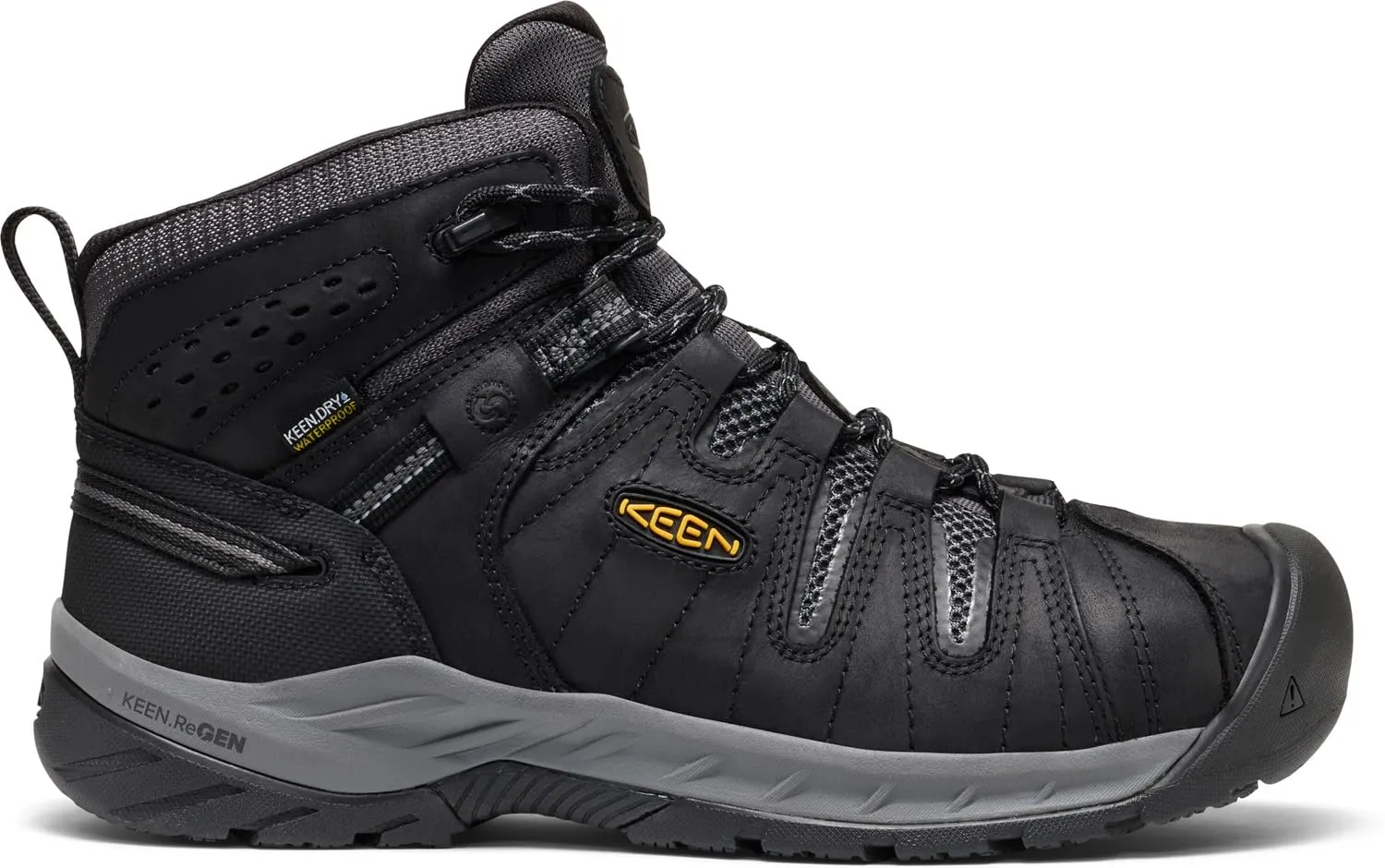 KEEN Utility Men's Flint 2 VersaTREAD Non Slip Mid Height Steel Toe Waterproof Work Boots, Black/Dark Shadow, 12 Wide