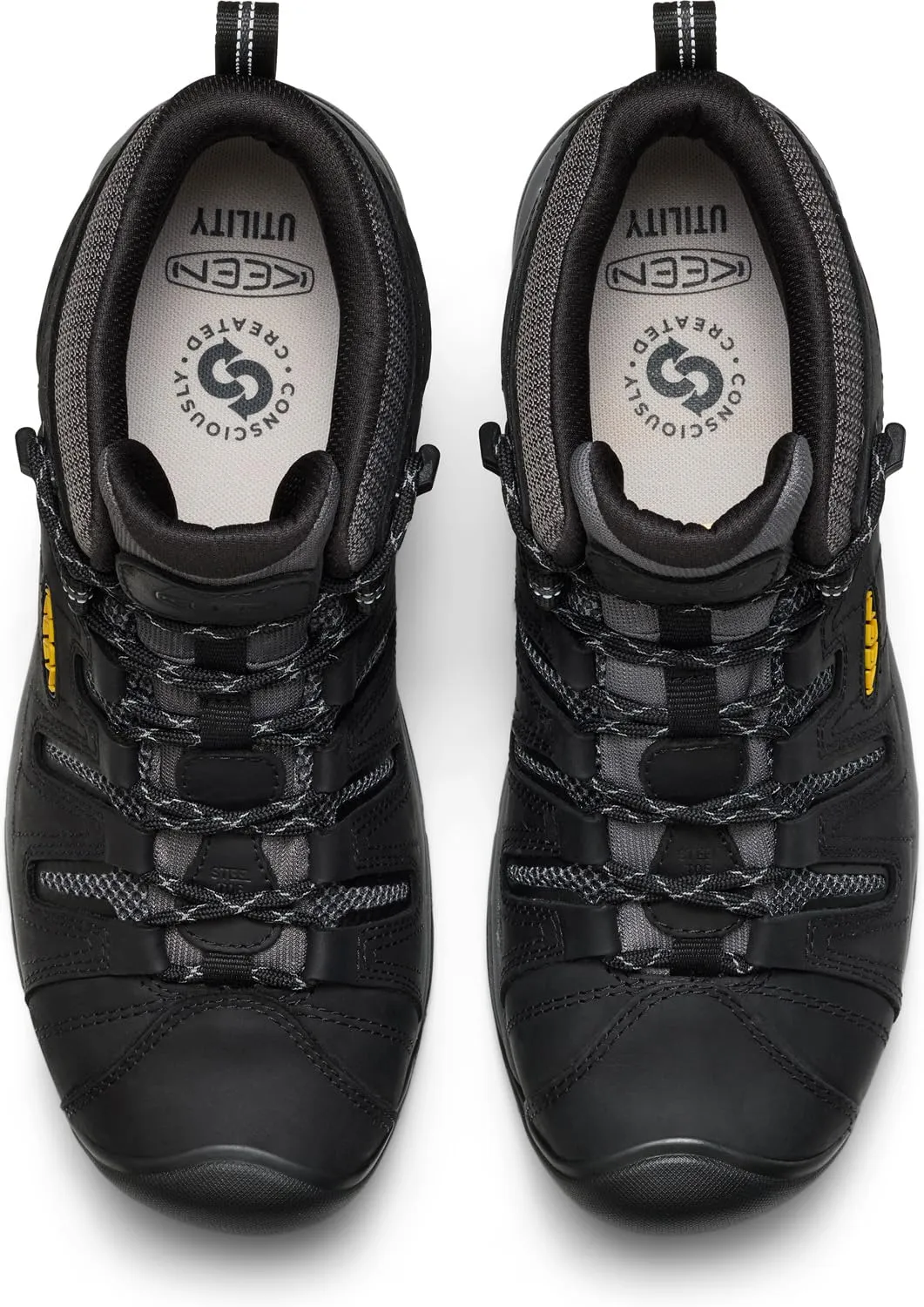 KEEN Utility Men's Flint 2 VersaTREAD Non Slip Mid Height Steel Toe Waterproof Work Boots, Black/Dark Shadow, 12 Wide