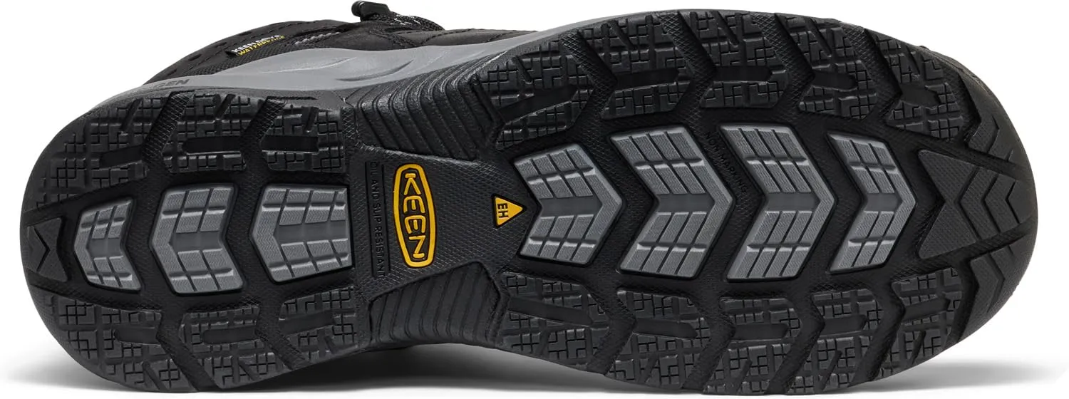 KEEN Utility Men's Flint 2 VersaTREAD Non Slip Mid Height Steel Toe Waterproof Work Boots, Black/Dark Shadow, 12 Wide