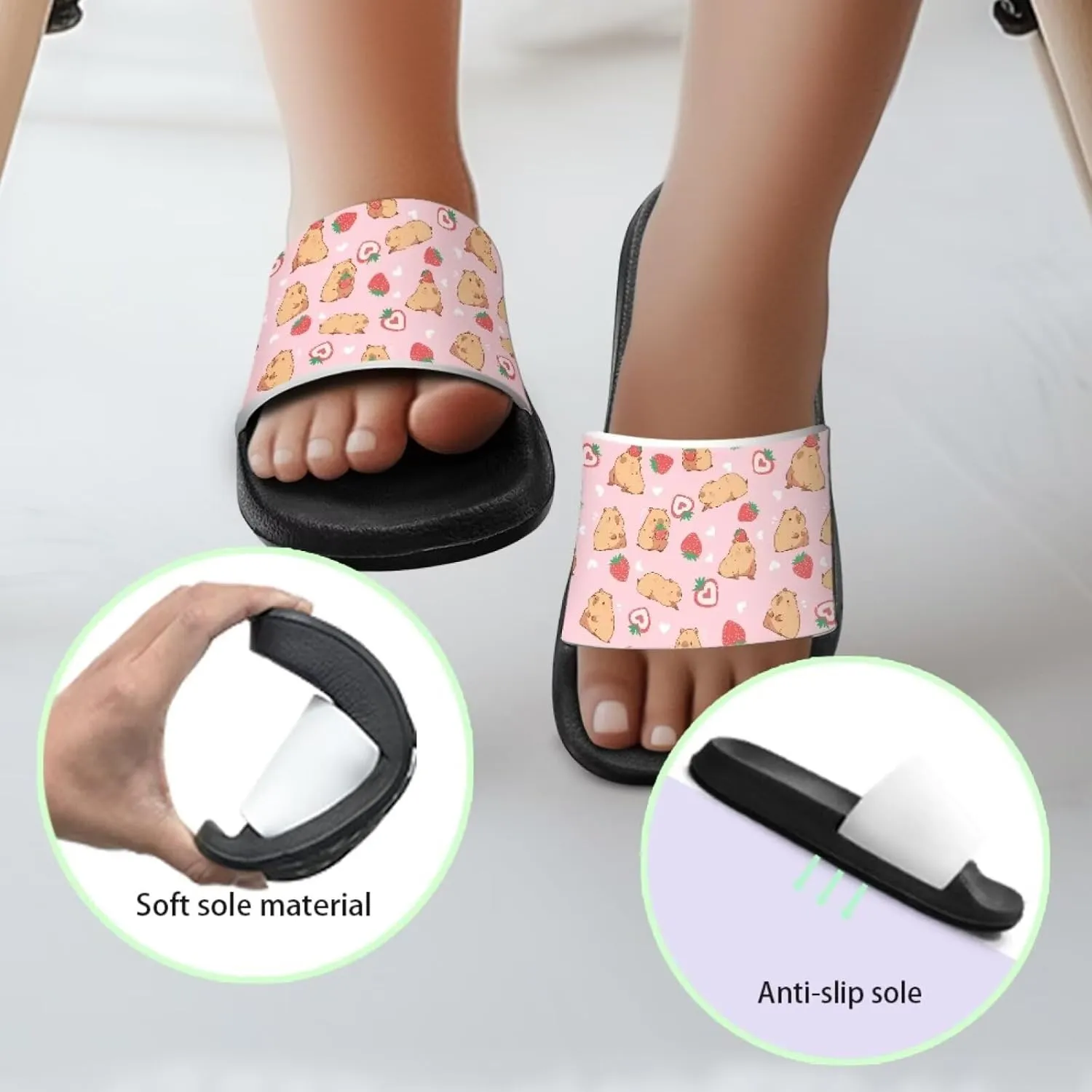 Kids Axolotl Slides Sandals for Girls Summer Beach Slippers Quick Drying Shower Slides Casual Open Toe Shoes