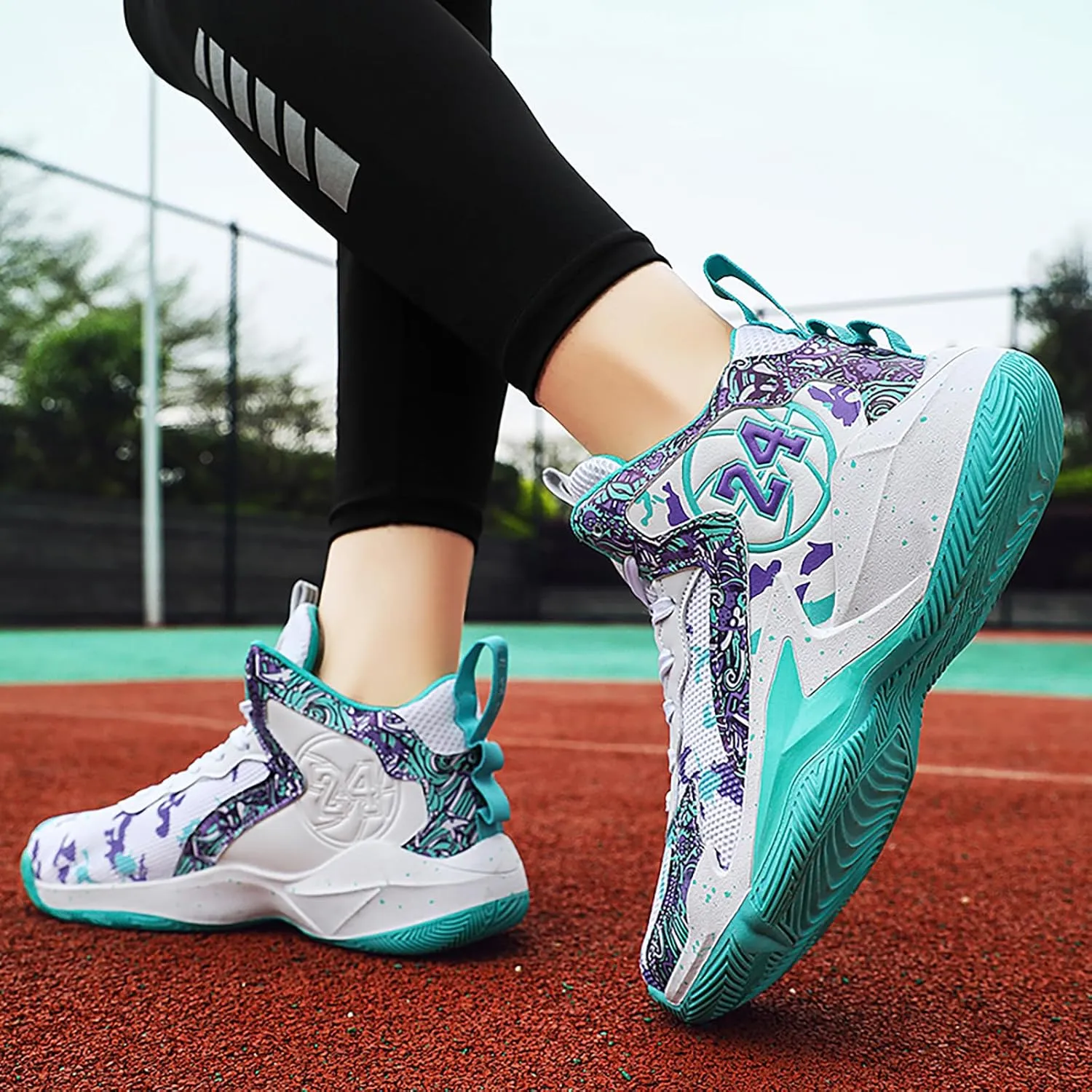 Kids Basketball Shoes High Top Youth Fashion Sneakers Girls Casual Sports Basketball Shoes Breathable Comfortable Boys Sneakers for Big Kids