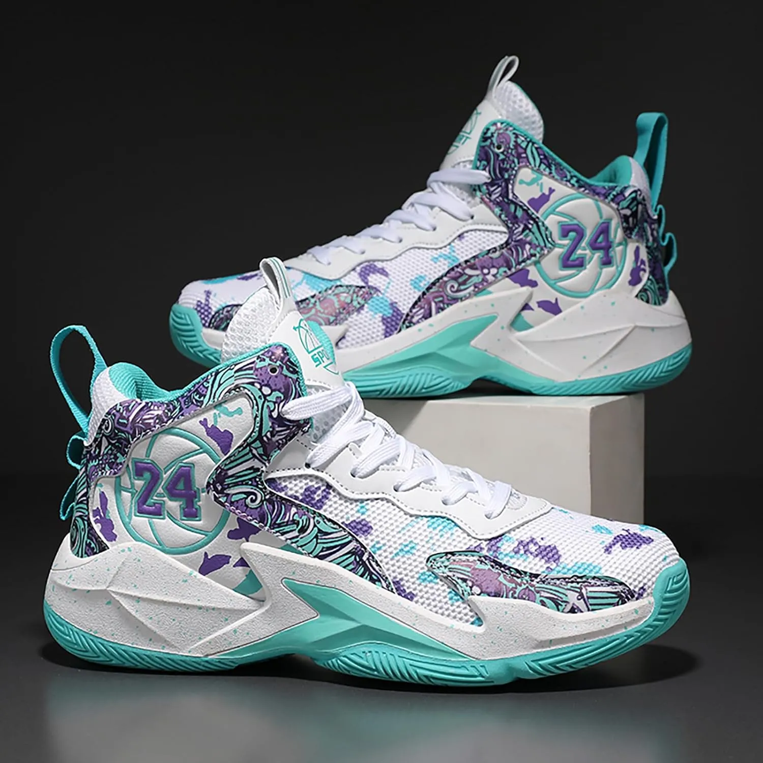 Kids Basketball Shoes High Top Youth Fashion Sneakers Girls Casual Sports Basketball Shoes Breathable Comfortable Boys Sneakers for Big Kids
