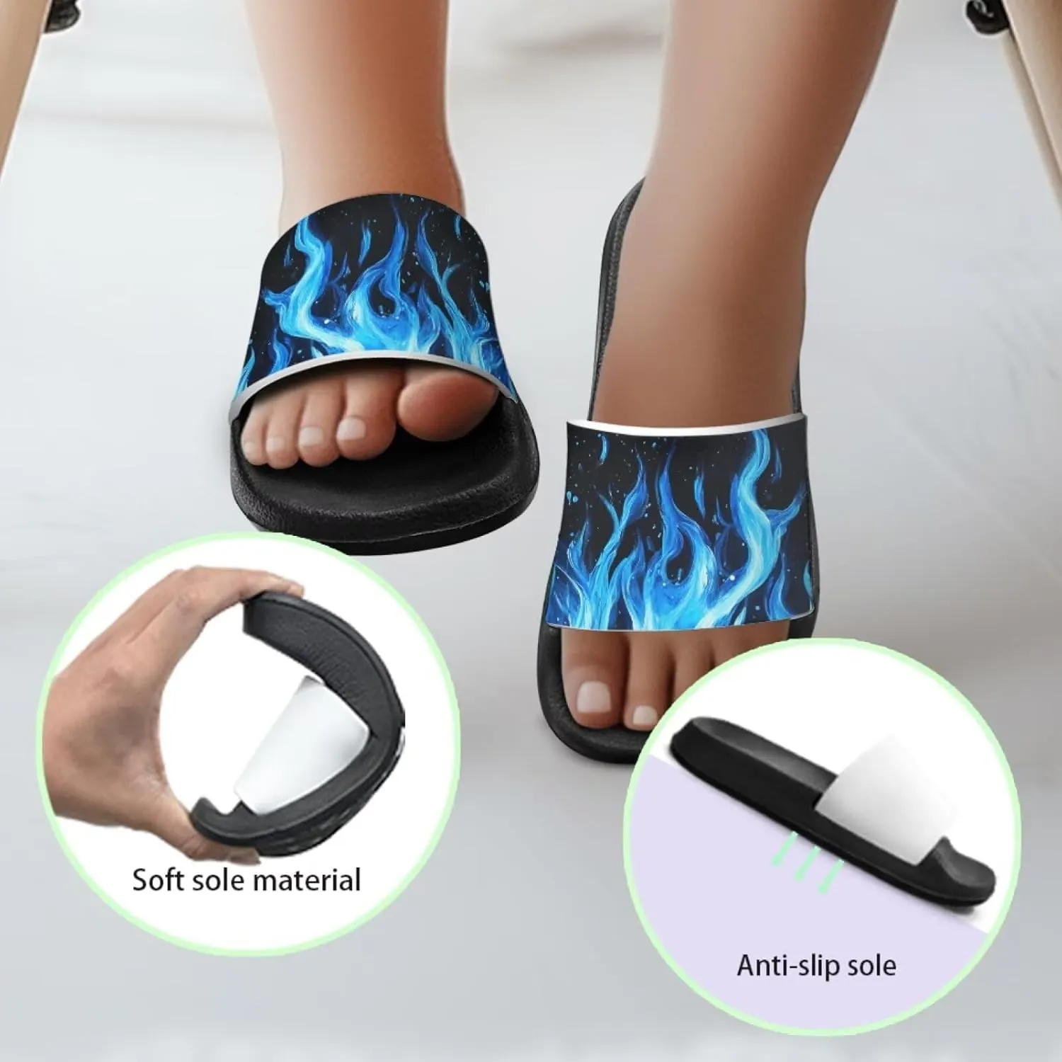 Kids Sandals Boys Quick Drying Bathroom Shower Sandal Summer Beach Pool Slippers with Non-Slip Sole