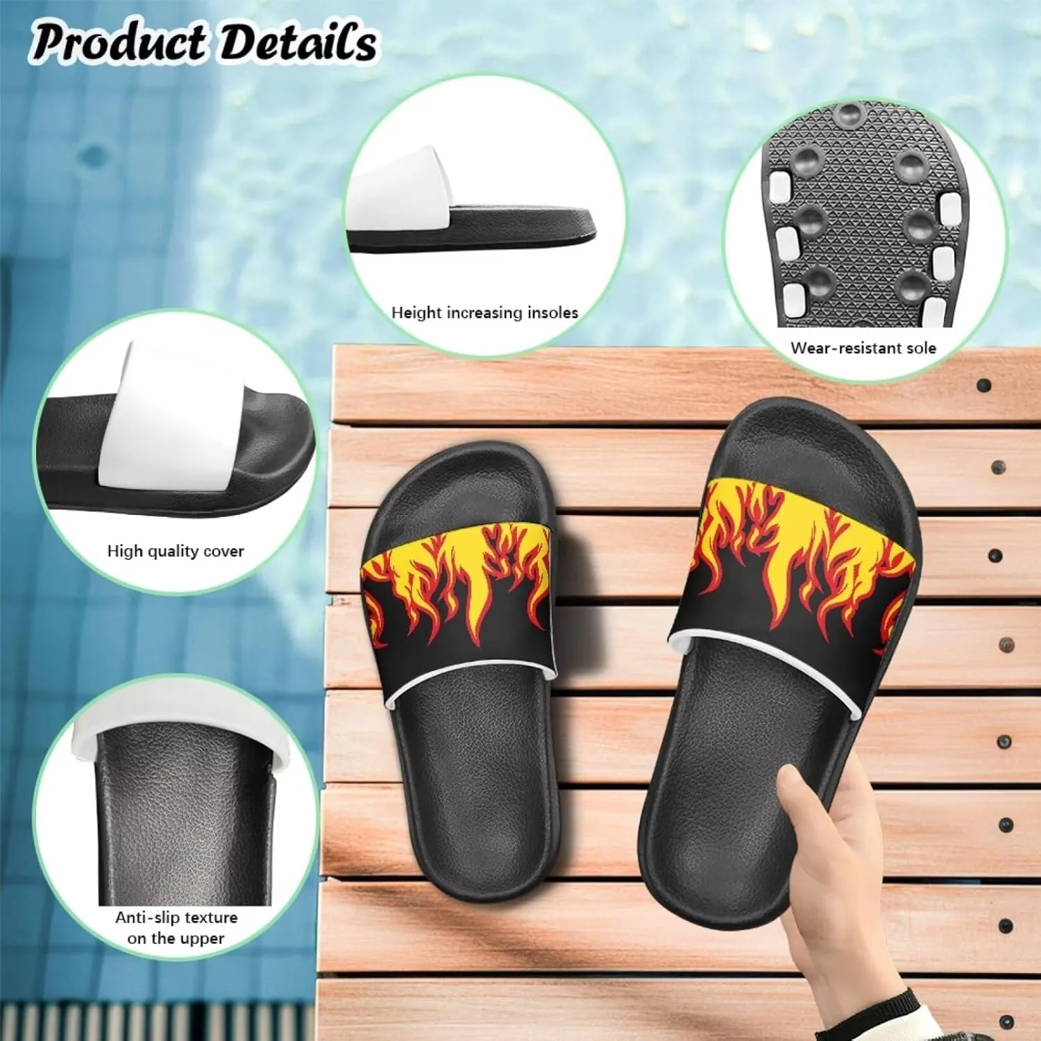 Kids Sandals Boys Quick Drying Bathroom Shower Sandal Summer Beach Pool Slippers with Non-Slip Sole