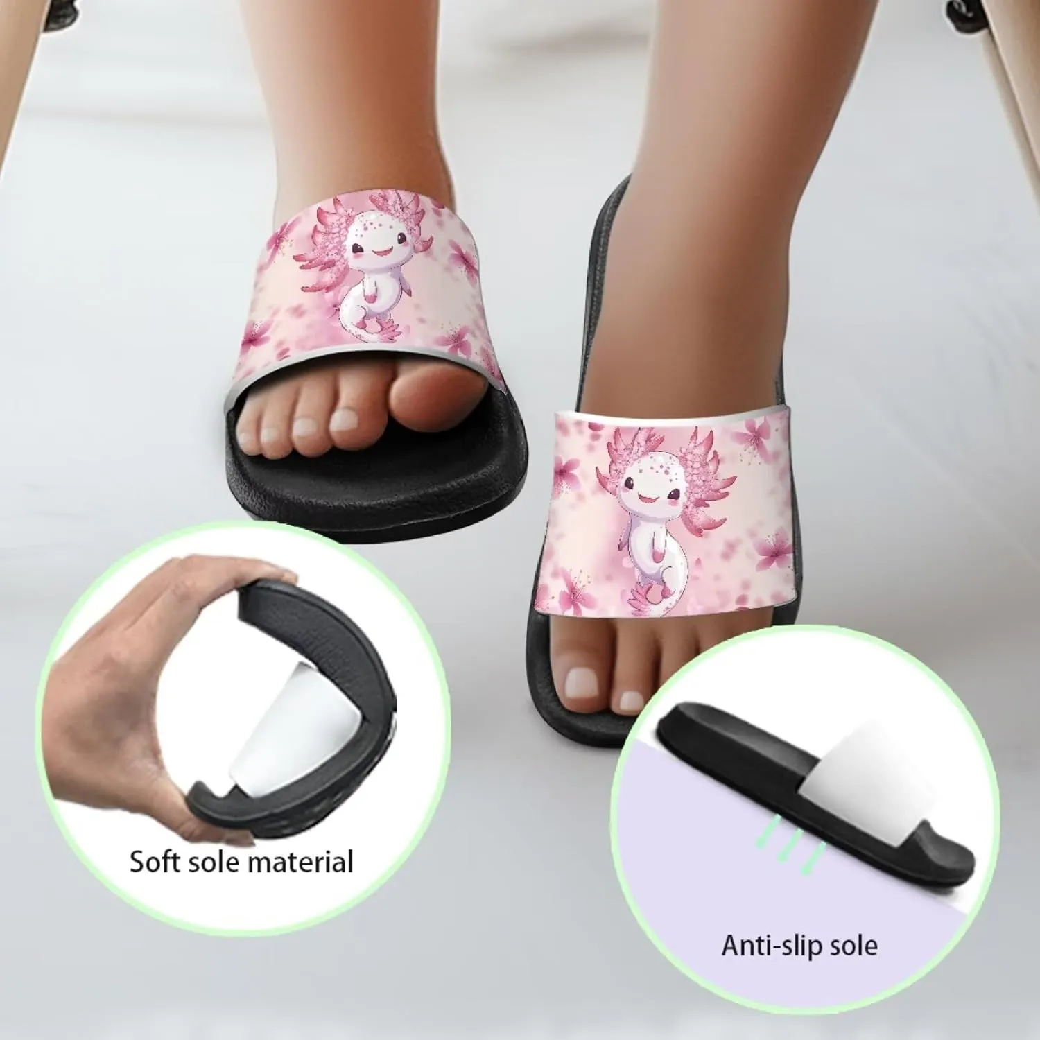 Kids Slippers for Girls Cute Animal Print Sandals Non Slip Quick Drying Shower Slides Bathroom Shoes