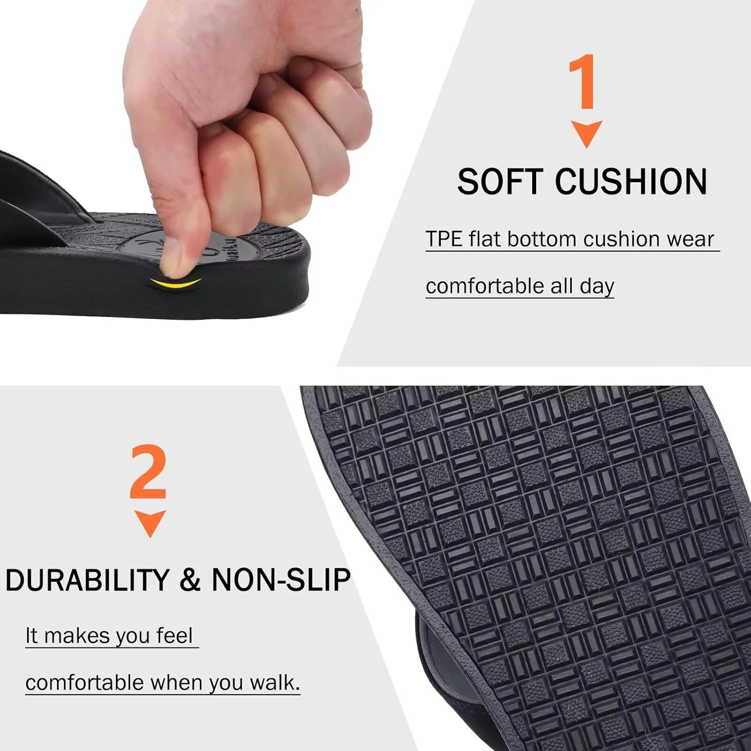 KuaiLu Mens Flip Flops Arch Support Comfortable Summer Beach Thong Sandals Yoga Foam Cushion Slip on Slippers