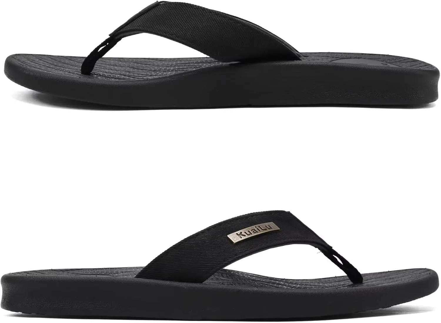 KuaiLu Mens Flip Flops Arch Support Comfortable Summer Beach Thong Sandals Yoga Foam Cushion Slip on Slippers