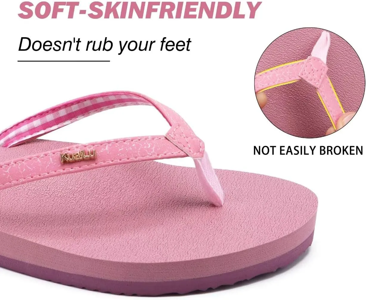 KuaiLu Womens Arch Support Flip Flops Comfortable Yoga Mat Slip on Summer Beach Walking Thong Cushion Sandals