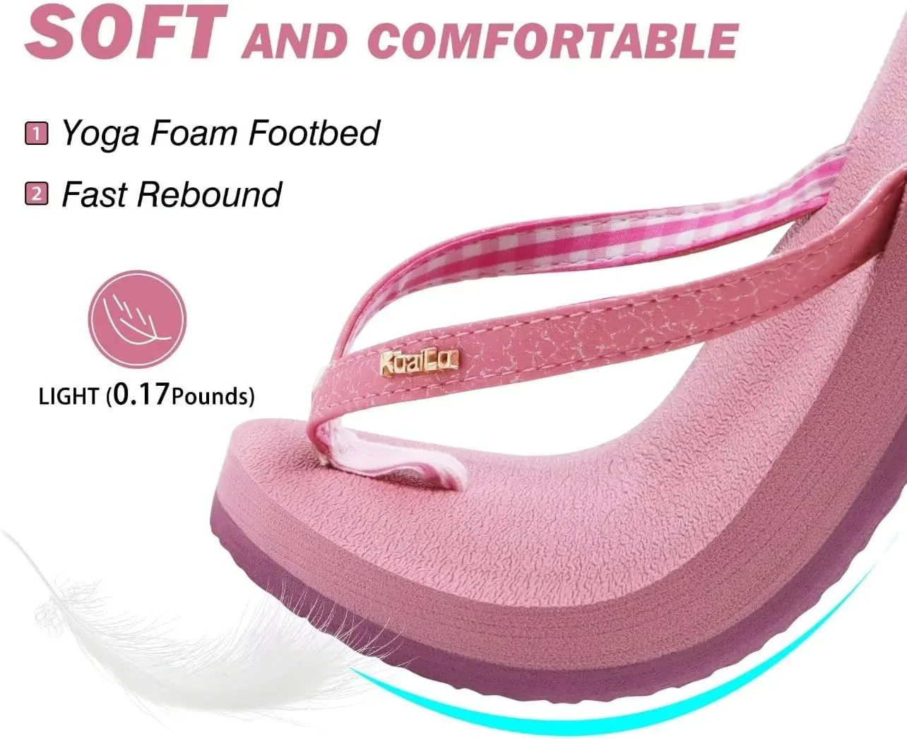 KuaiLu Womens Arch Support Flip Flops Comfortable Yoga Mat Slip on Summer Beach Walking Thong Cushion Sandals