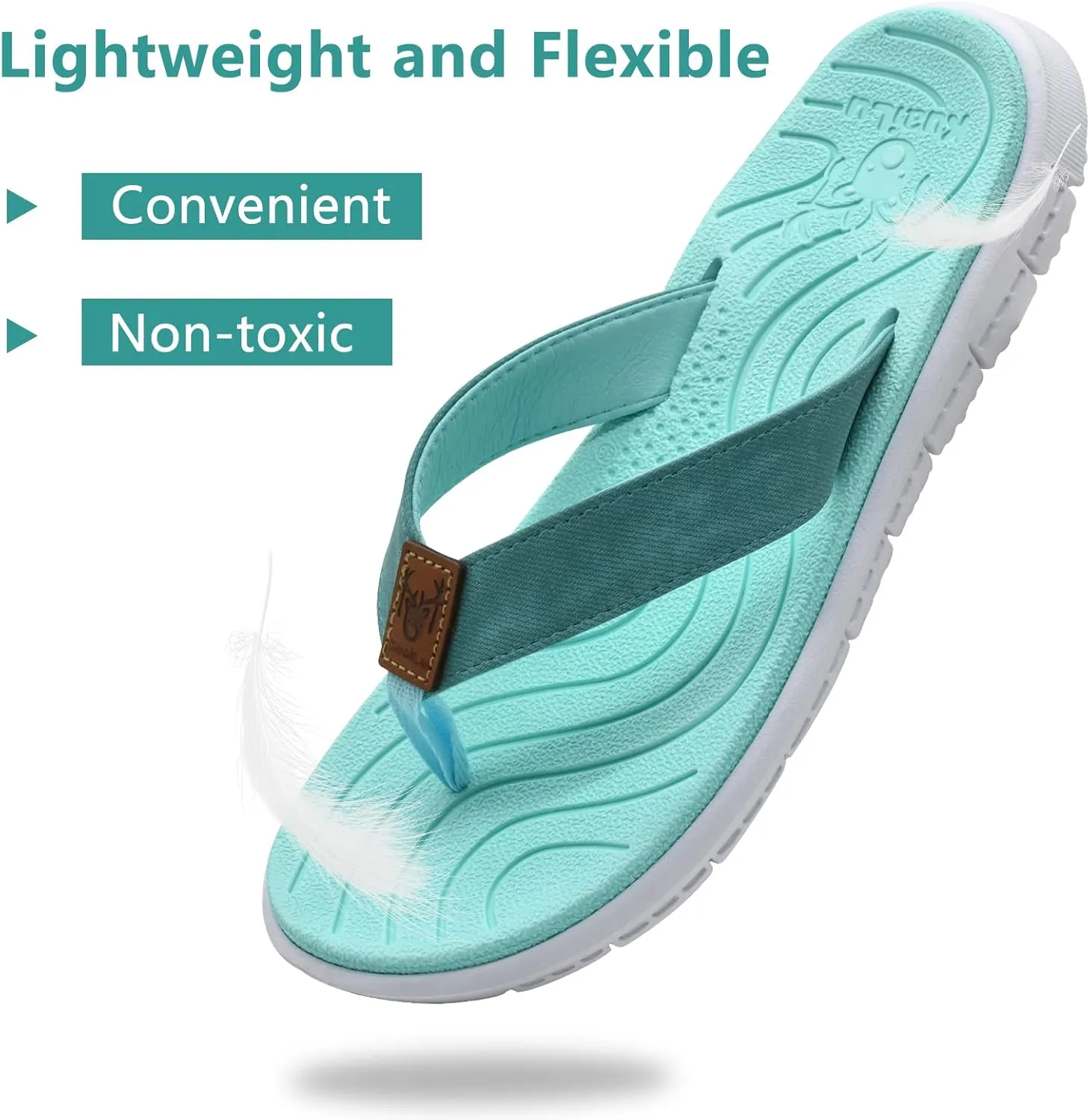 KuaiLu Womens Casual Flip Flops Yoga Mat Comfortable Cushion Arch Support Walking Thong Sandals Lightweight Non-Slip Summer Beach Slippers