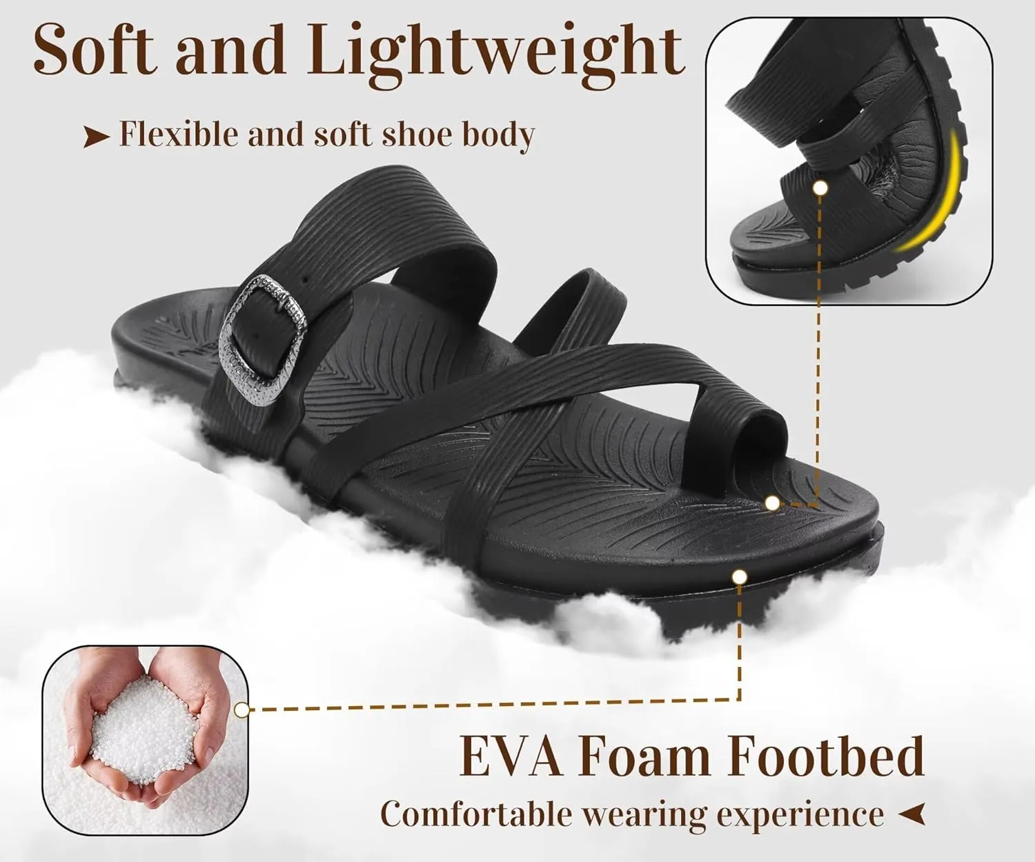 KuaiLu Womens Orthopedic Sandals With Comfortable Arch Support Cushion Yoga Mat Slides Fashion Summer Beach Flat Sandles Adjustable Open Toe Travel Outdoor Plantar Fasciitis Flip Flops US Size 5-11