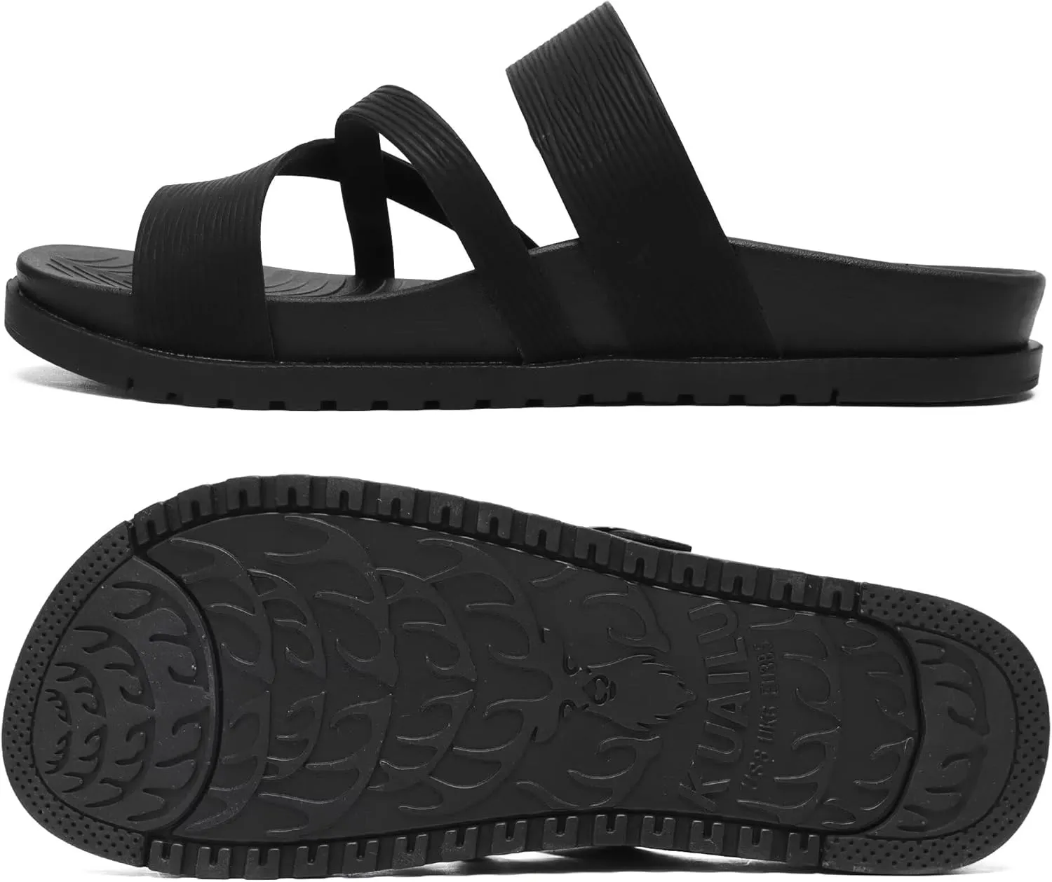 KuaiLu Womens Orthopedic Sandals With Comfortable Arch Support Cushion Yoga Mat Slides Fashion Summer Beach Flat Sandles Adjustable Open Toe Travel Outdoor Plantar Fasciitis Flip Flops US Size 5-11