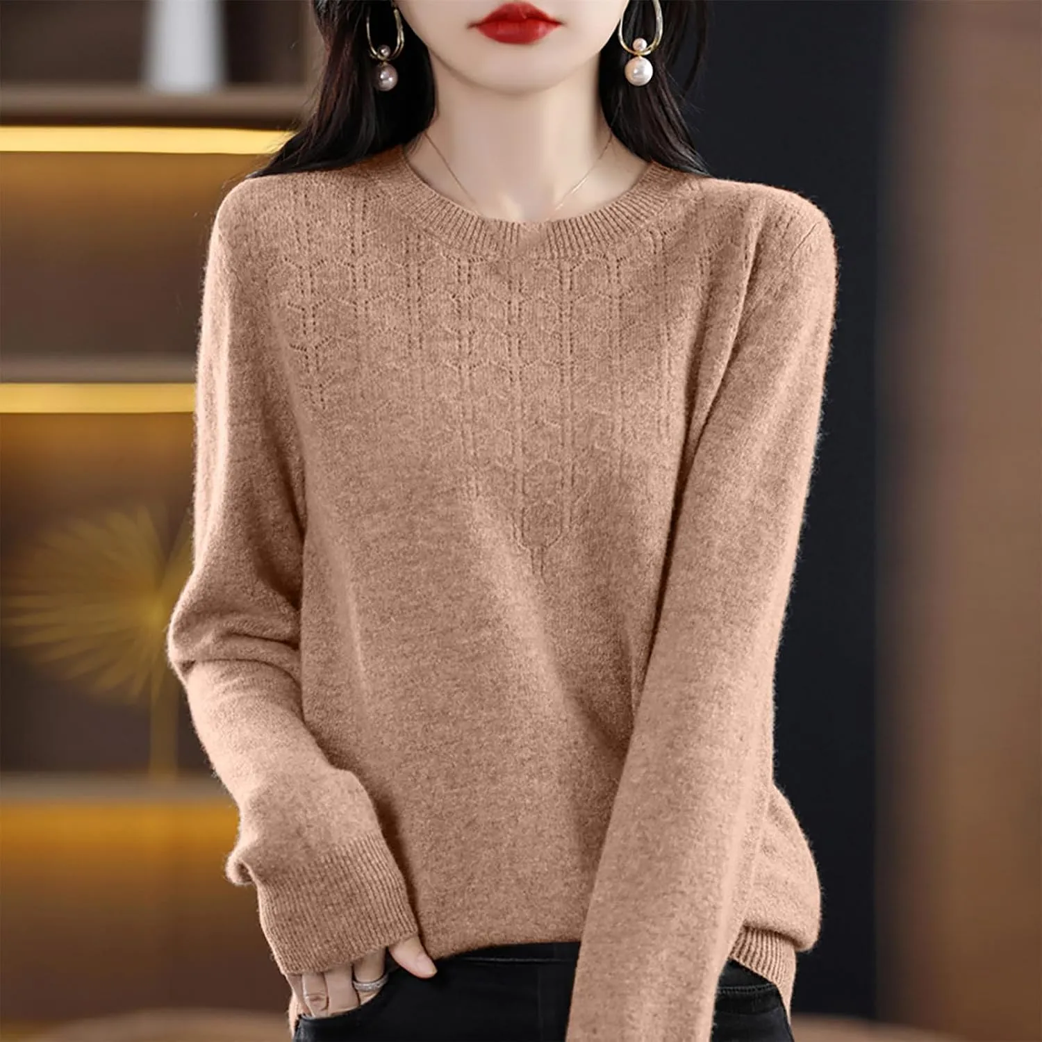 Lightweight Sweaters for Women Fall Fashion 2024 Long Sleeve Crewneck Tunic Sweater Tops Loose Soft Knit Pullovers