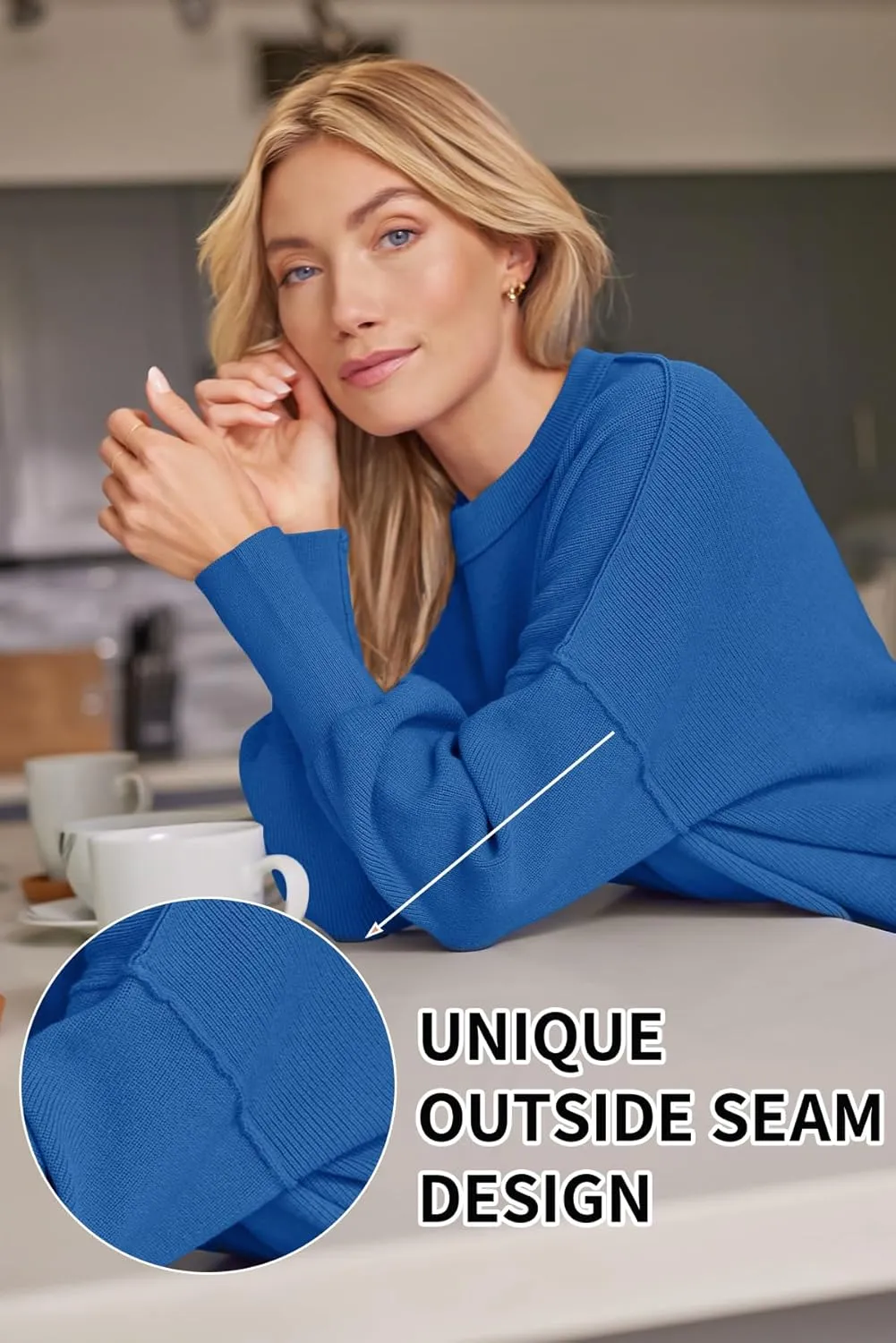 LILLUSORY Women's Oversized Batwing Sweaters 2025 Fall Outfits Trendy Crewneck Knit Side Slit Fashion Pullover Tops