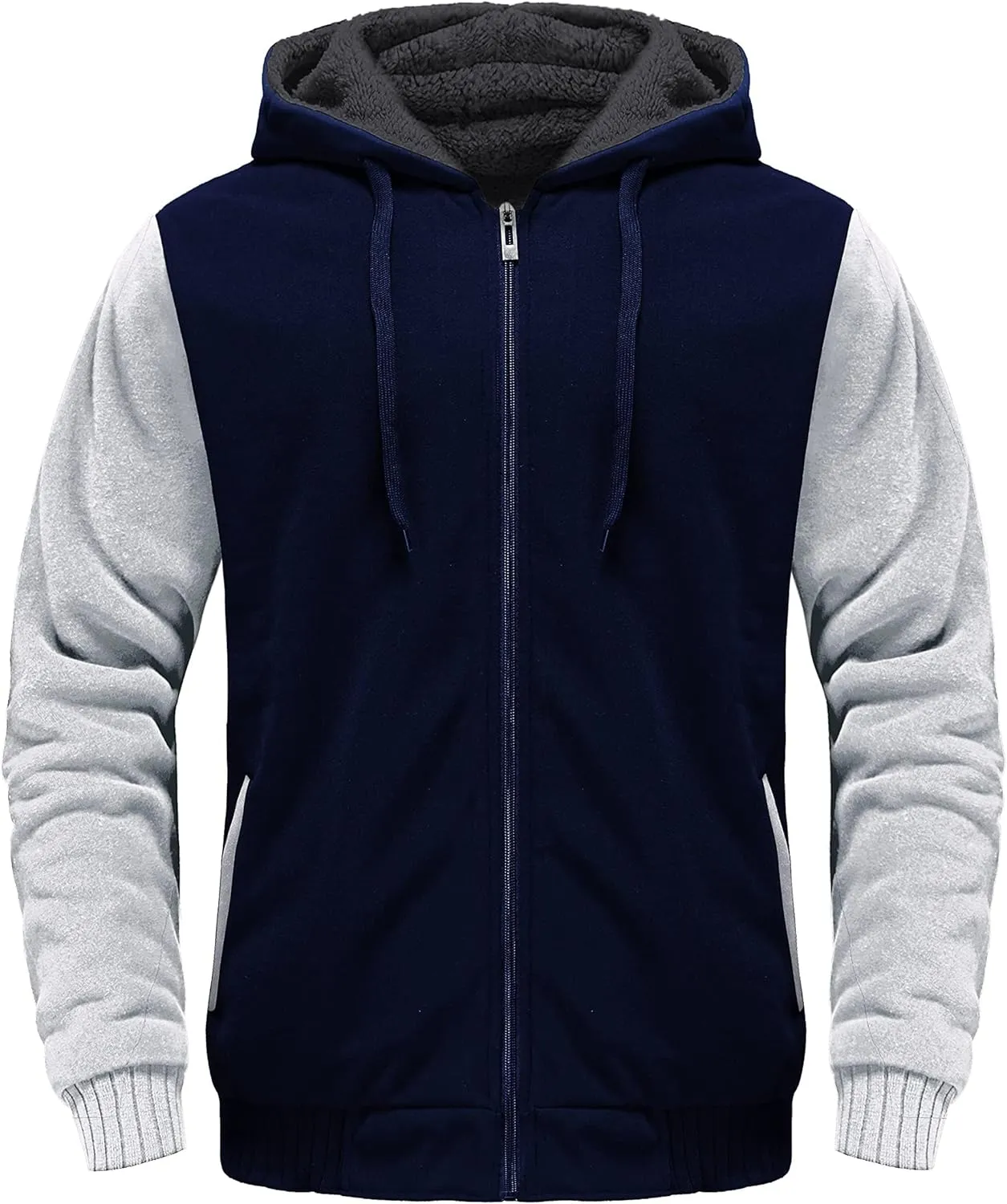 Little Beauty Hoodies for Men Zipper Jacket Fleece Sherpa Lined Winter Wool Heavyweight Sweashirts