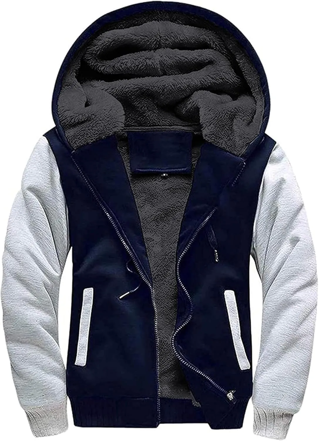 Little Beauty Hoodies for Men Zipper Jacket Fleece Sherpa Lined Winter Wool Heavyweight Sweashirts