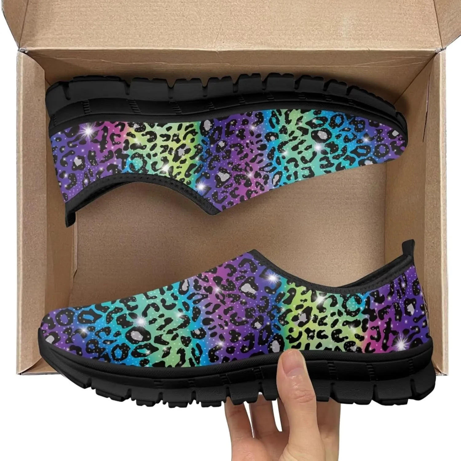 Low-Cut Animal Print Casual Shoes Zapatos Squecher de Mujer Laceless Sneakers Non-Slip Walking Shoes