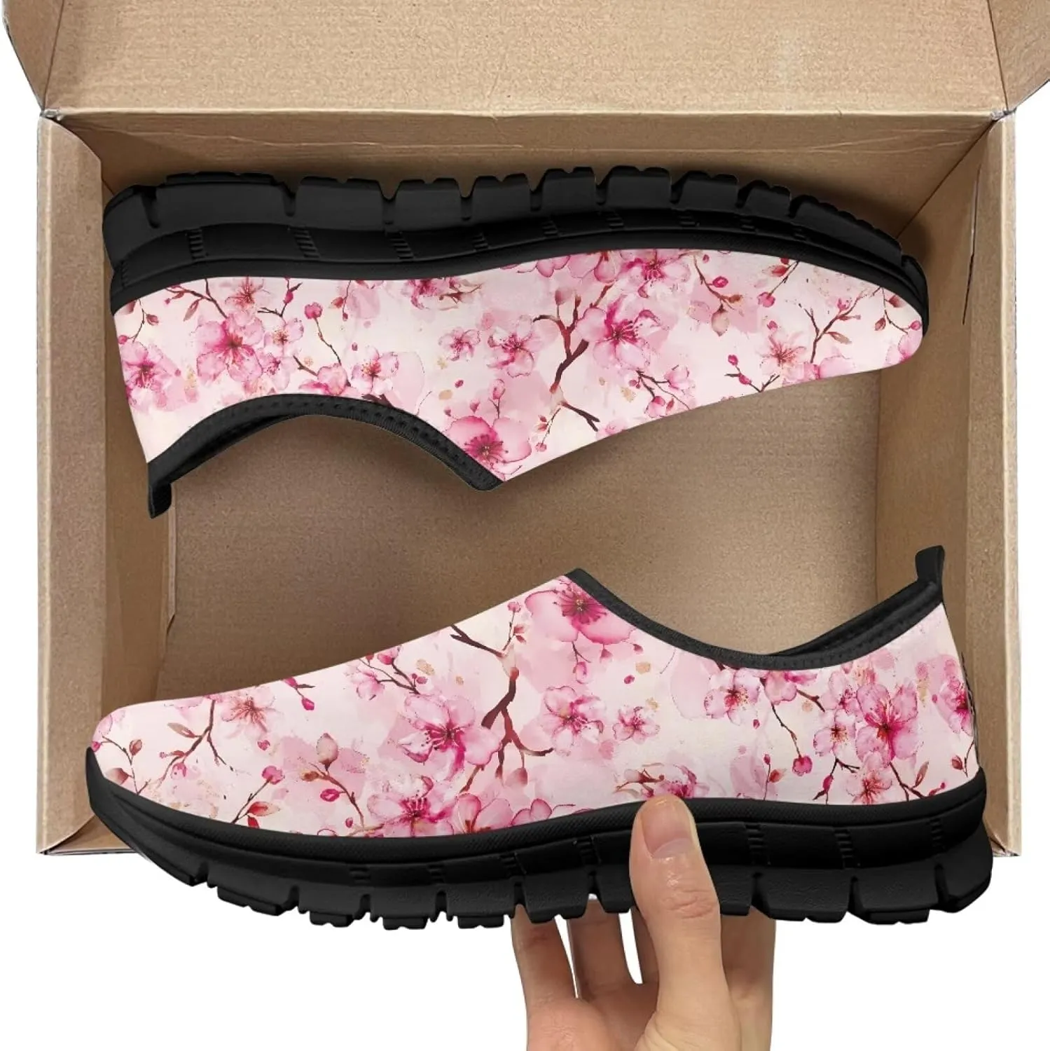 Low-Cut Flowers Print Casual Shoes for Women - Laceless Sneakers, Non-Slip Walking Shoes, Tennis Shoes, Comfortable & Stylish